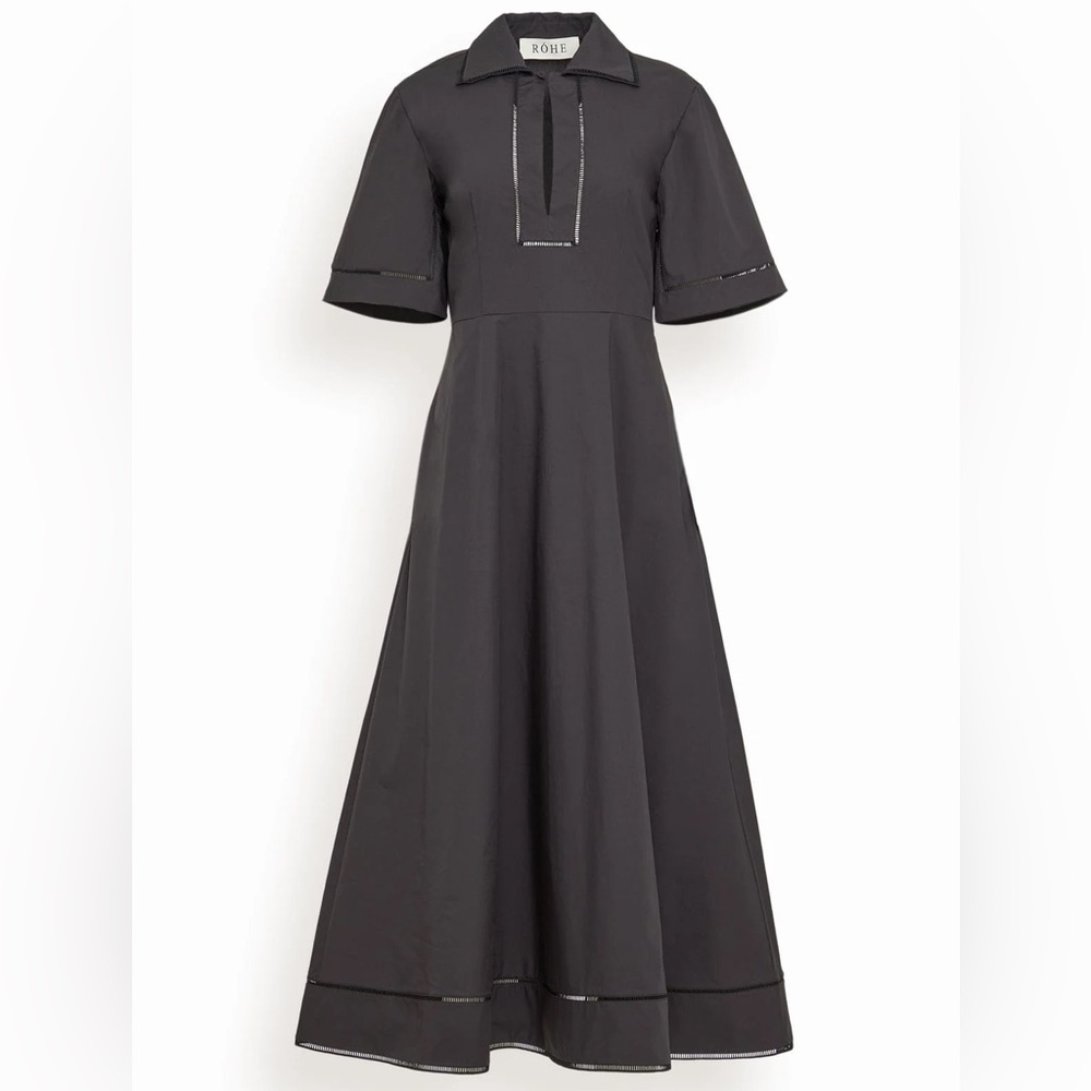Rohe black ladder embroidered poplin midi dress